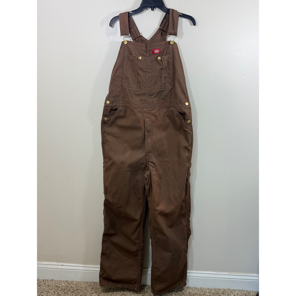 Dickies Men's W34 L32 Brown Carpenter Overalls Workwear Gorpcore Distressed